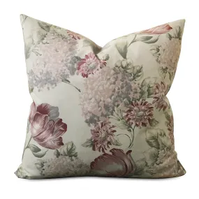 Pink Purple Floral Throw Pillow Cover 24x24