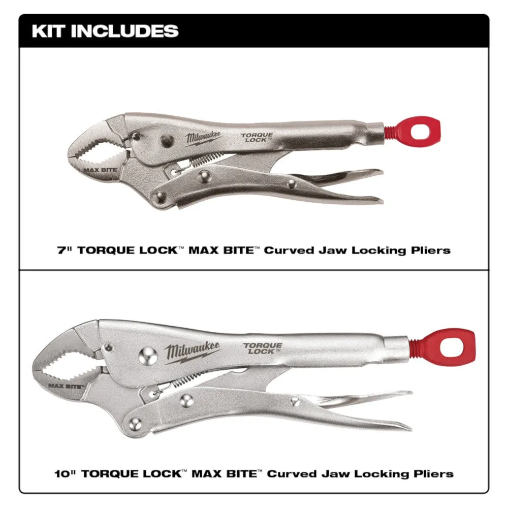 Plier Set - Milwaukee 2 Pc 7 in. & 10 in. Maxbite TORQUE LOCK™ Locking Pliers Set, 48-22-3702