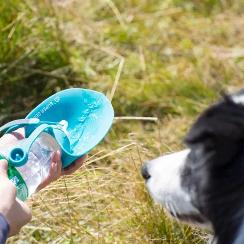 Portable Pet Dog Water Bottle 580ml Silicone Leaf Travel Bowl