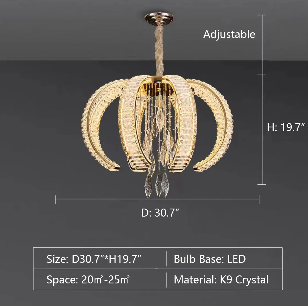 Post-modern Art Light Luxury K9 Crystal Pendant Chandelier for Living/Dining Room/Foyer/Hallway