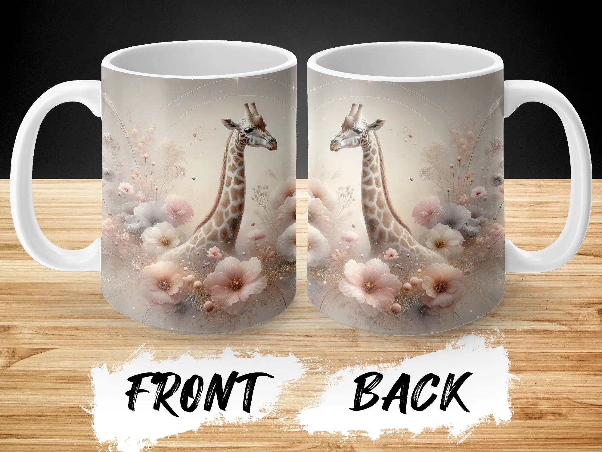 Pretty Floral Giraffe Design Coffee Mug, Personalized Gift for Women, Mothers day Gift, Giraffe Mug, Cute Giraffe Gifts for Her