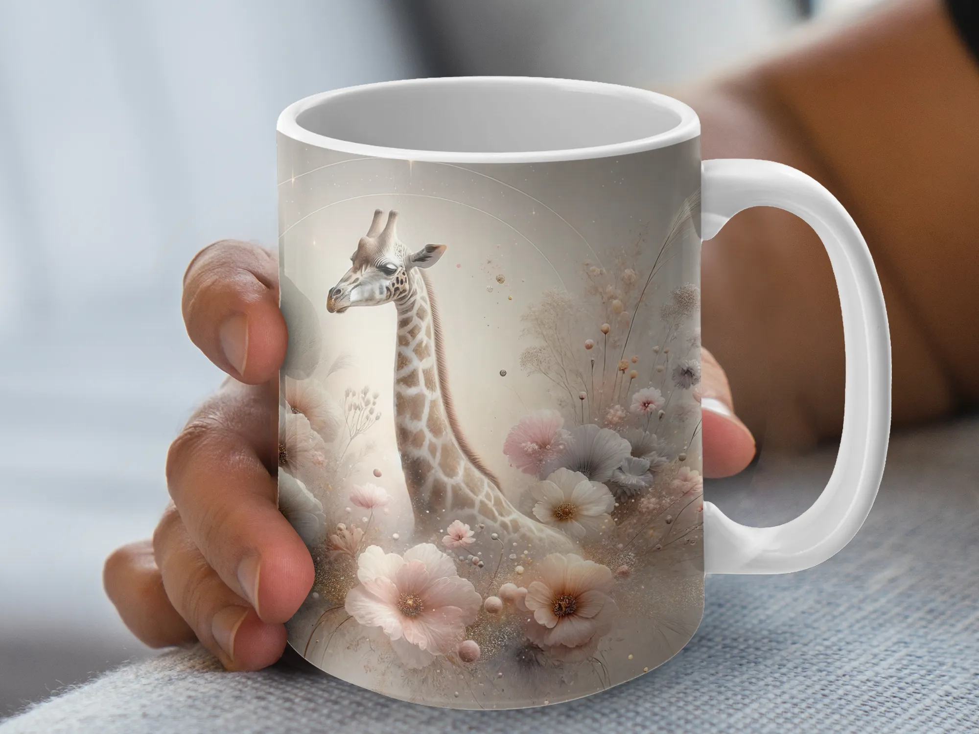 Pretty Floral Giraffe Design Coffee Mug, Personalized Gift for Women, Mothers day Gift, Giraffe Mug, Cute Giraffe Gifts for Her