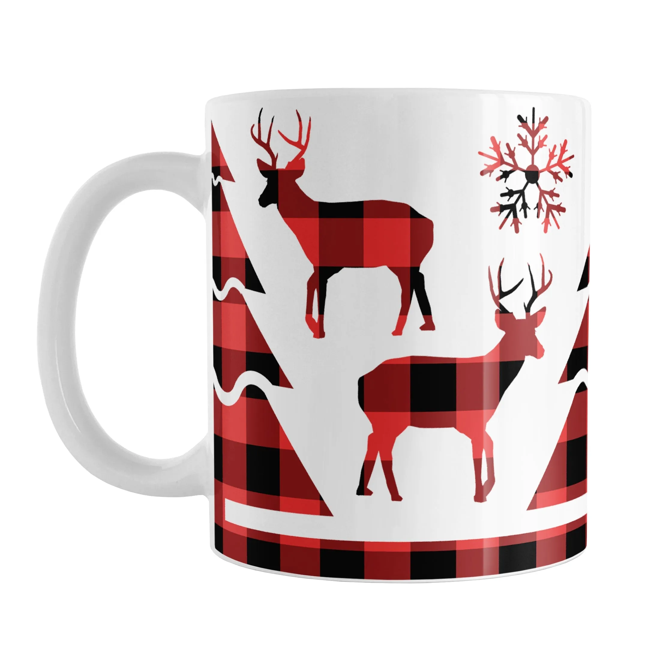 Red Buffalo Plaid Deer and Trees Mug