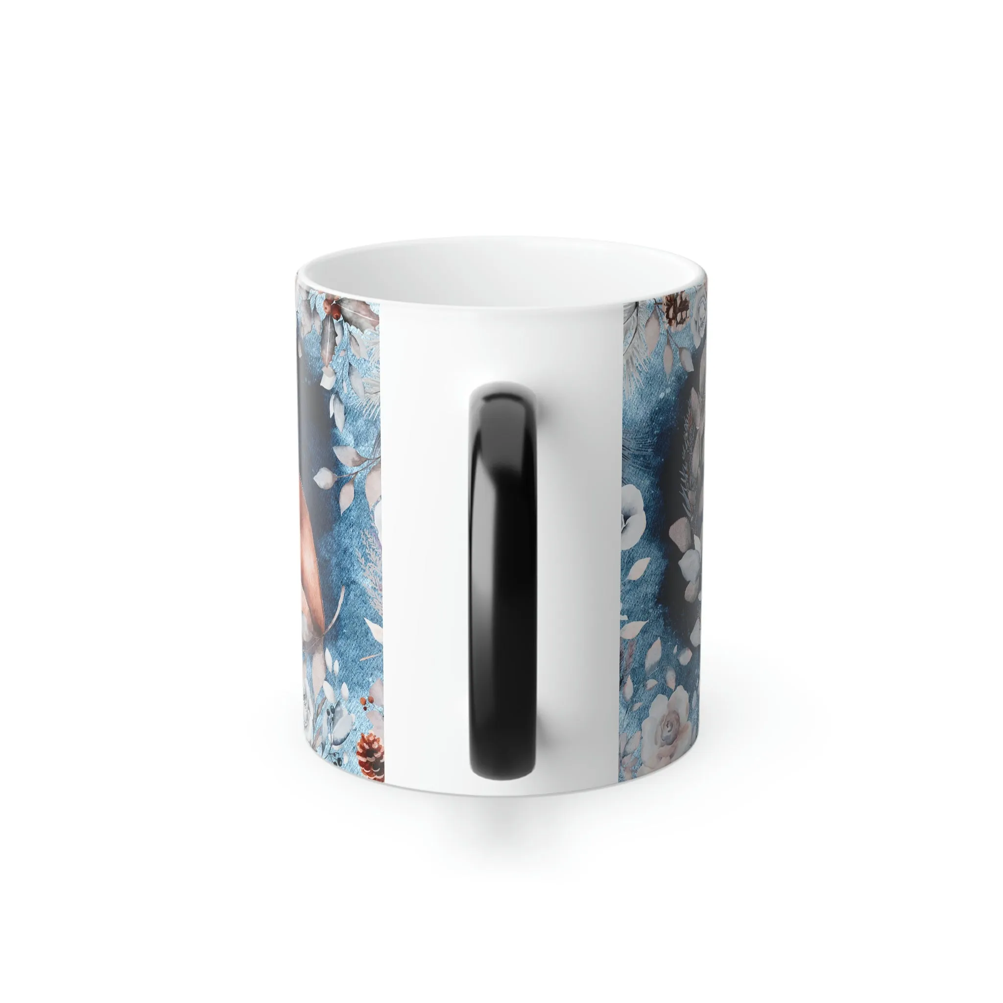 Red fox in a floral scene 11oz Color Morphing Mug