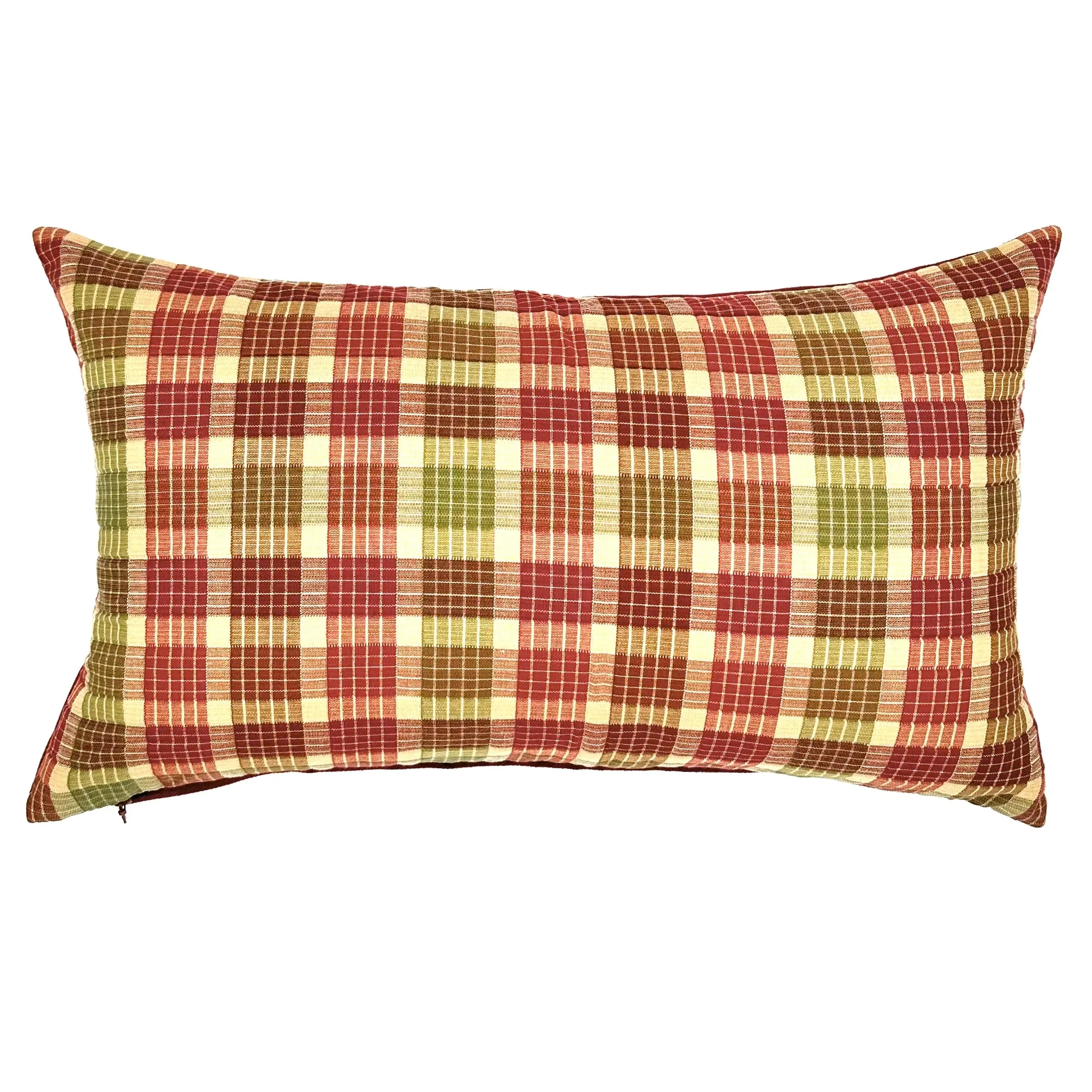 Red Traditional Plaid Lumbar Pillow Cover 13x22