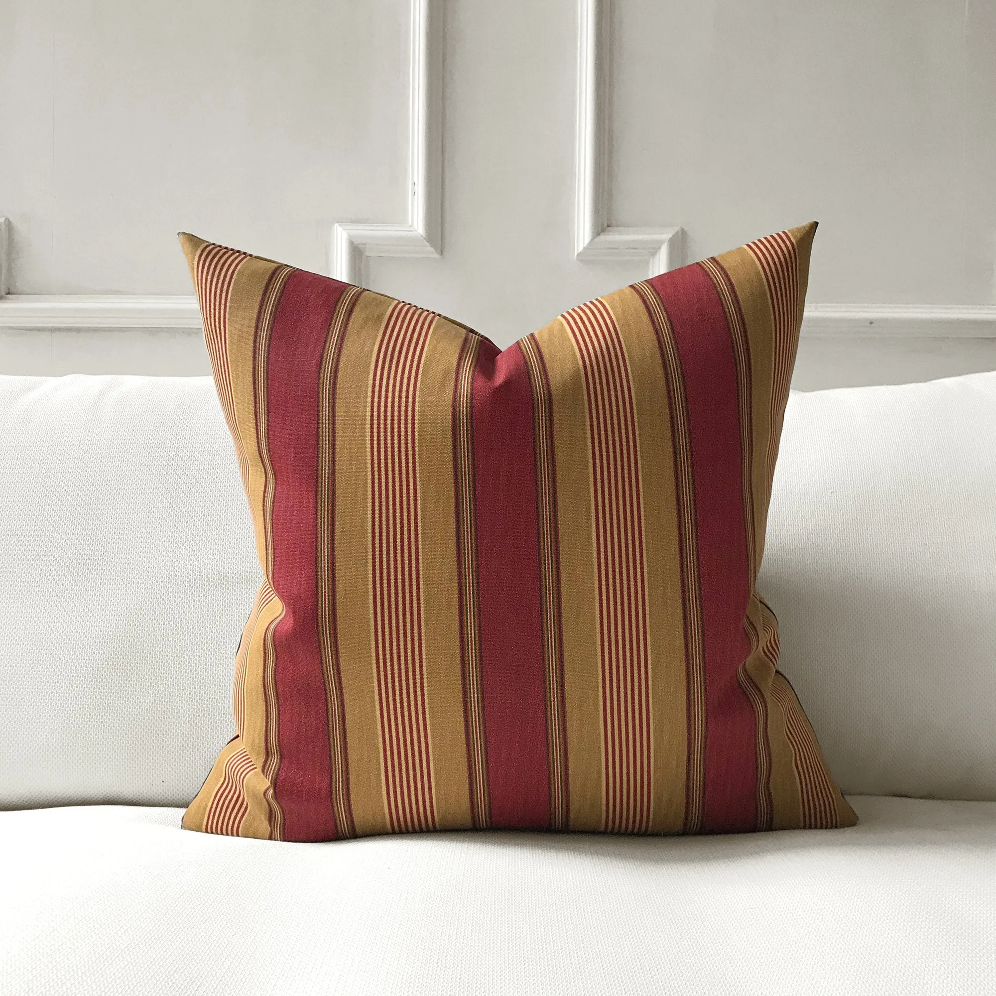 Red Traditional Striped Throw Pillow Cover 24x24