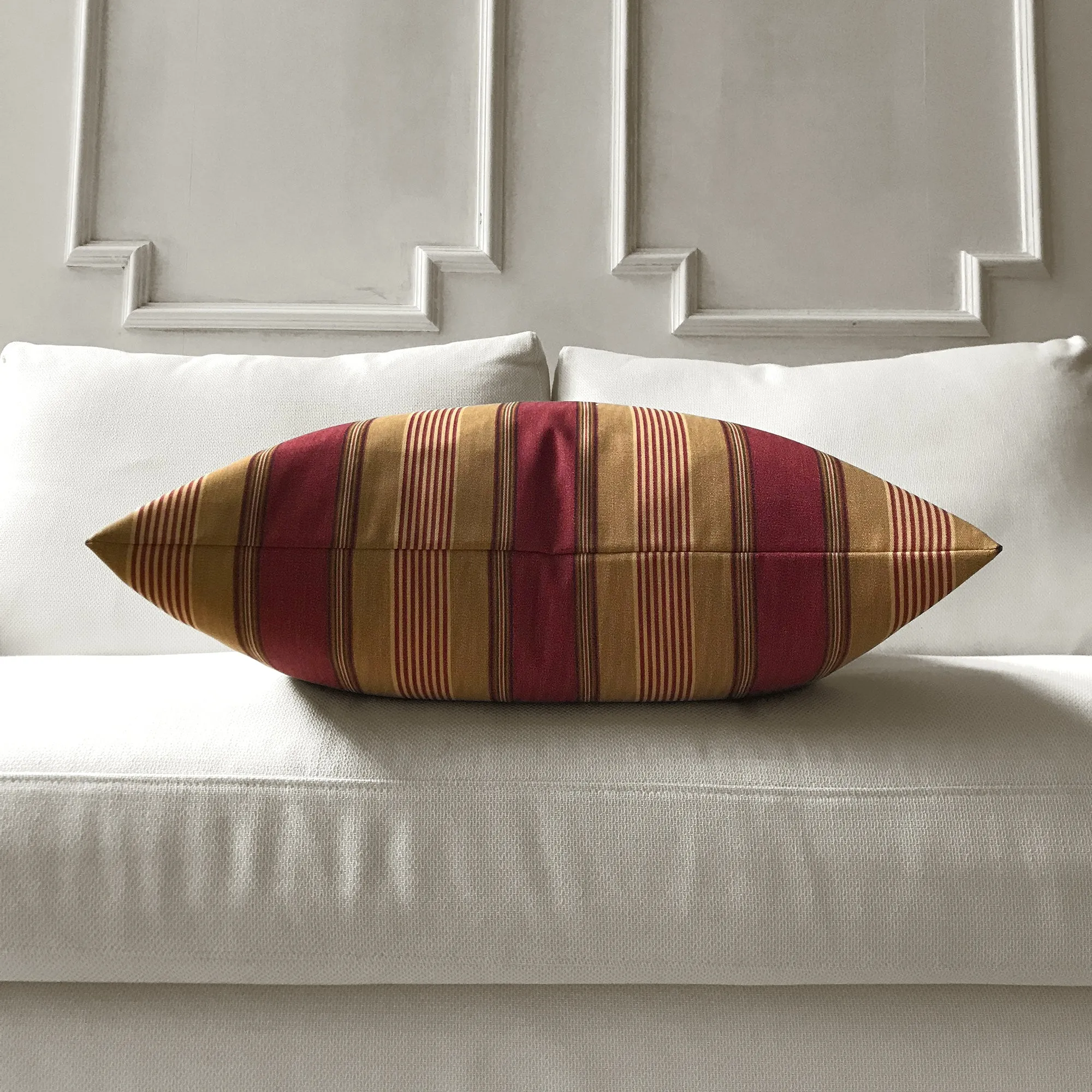 Red Traditional Striped Throw Pillow Cover 24x24