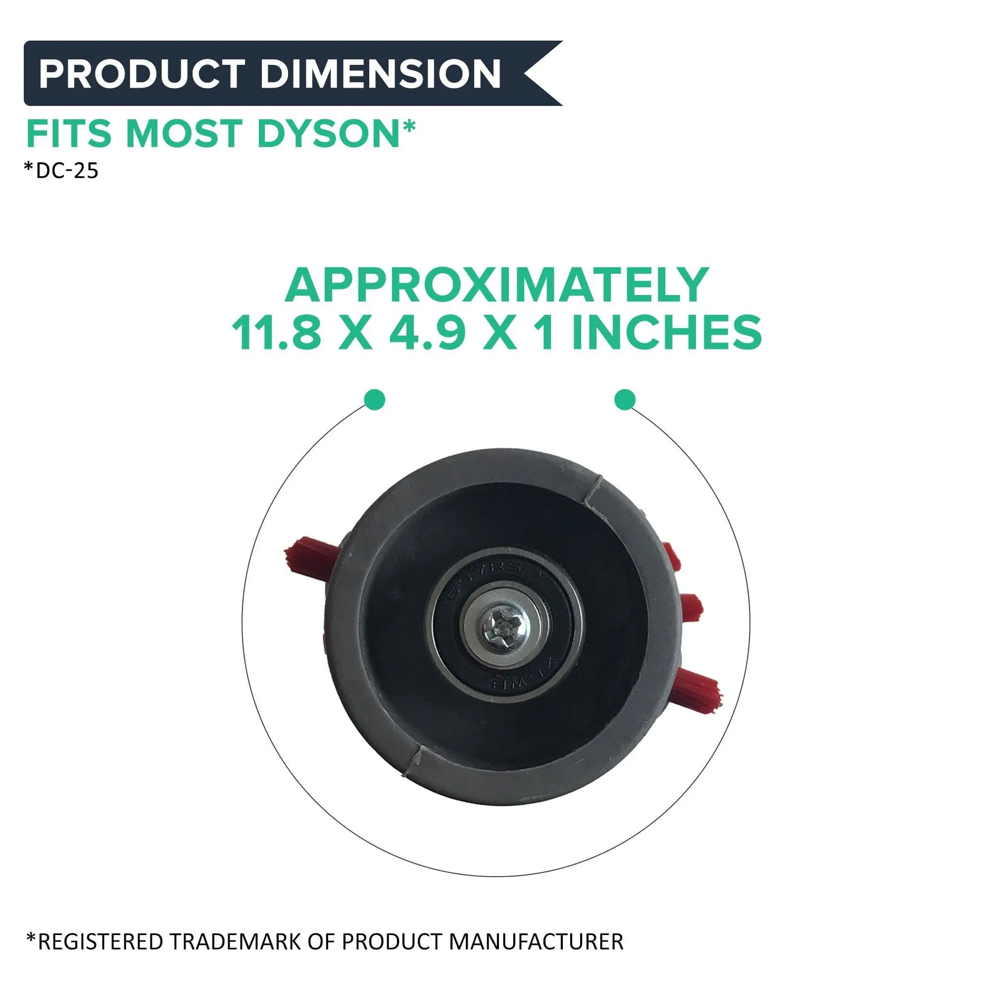 Replacement Brushroll & 2 End Caps, Fits Dyson DC25, Compatible with Part 917391-01 & 914123-01