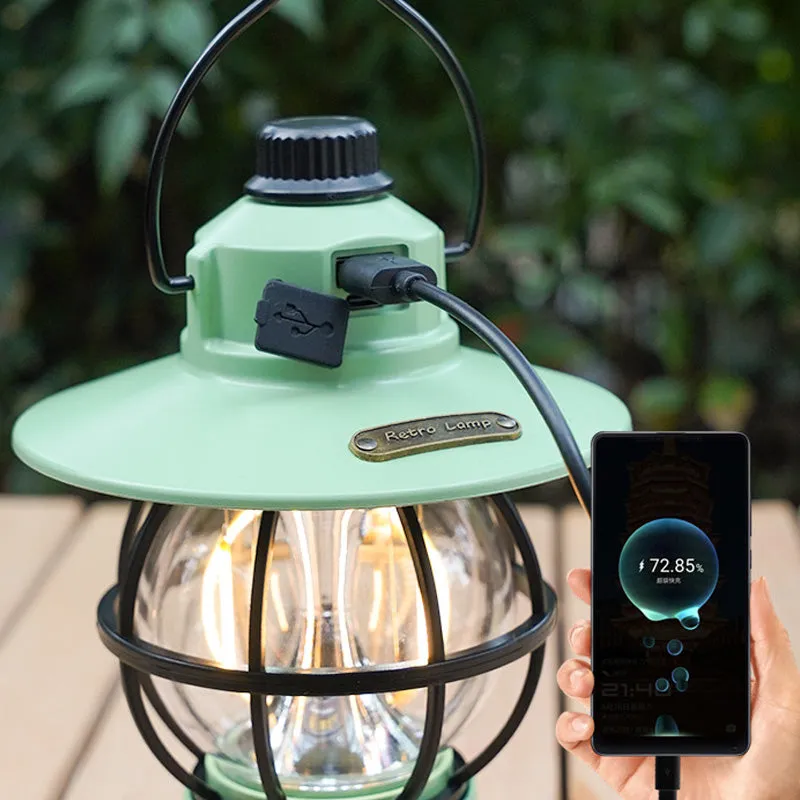 Retro Camping Lantern Portable Multi-function Waterproof Outdoor Lighting Lamp