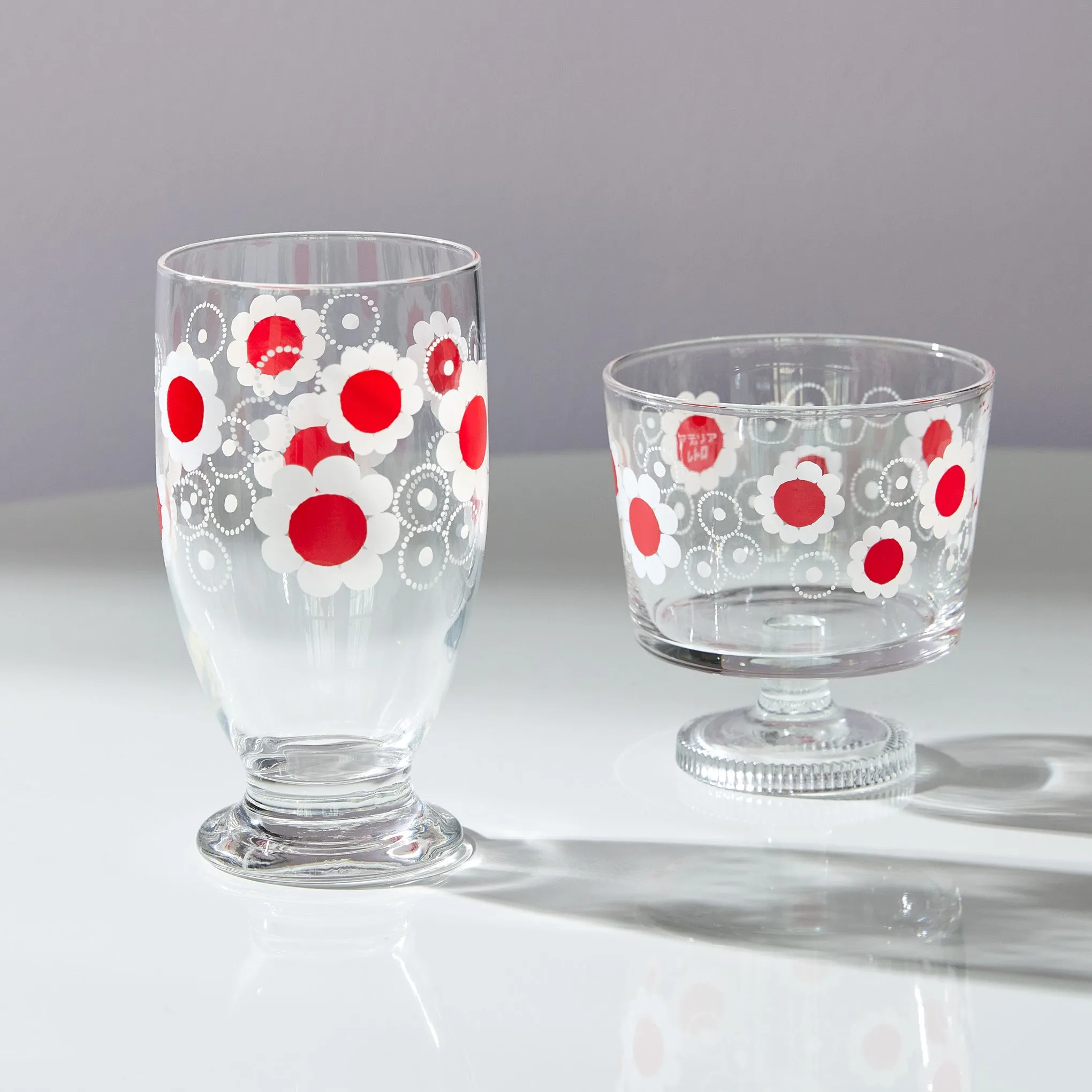 Retro Footed Glass Cup - Dahlia