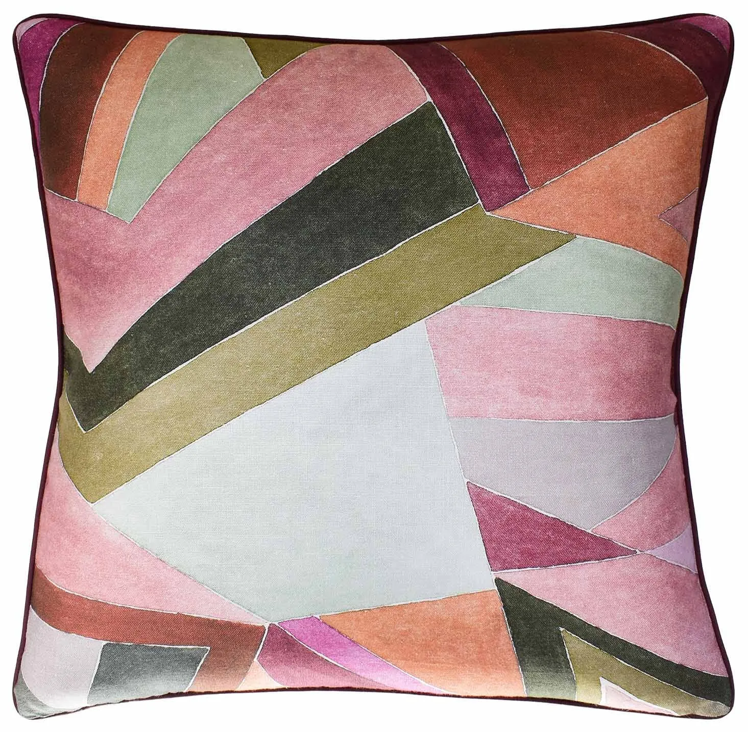 Roulade Print Rose and Leaf Decorative Pillow Ryan Studio