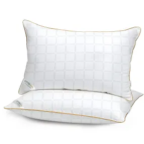 Royal Angler Dobby Premium King Pillow with Gold Cord Egyptian Cotton - White, 50x90cm - Grid