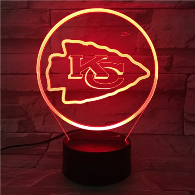 Rugby NFL Kansas City Chiefs logo 3D night light 1/3/7/16 colors available