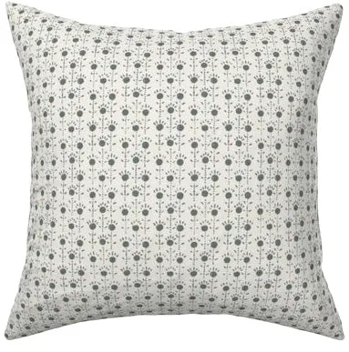 Sage   Cream Calico Block Printed Linen Pillow Cover: Available in 10 Sizes