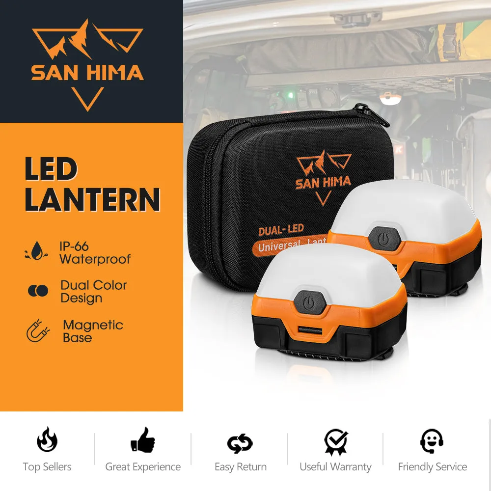 San Hima 2x Dual Colour Camp Light LED Lantern with Inbuilt Lithium Battery