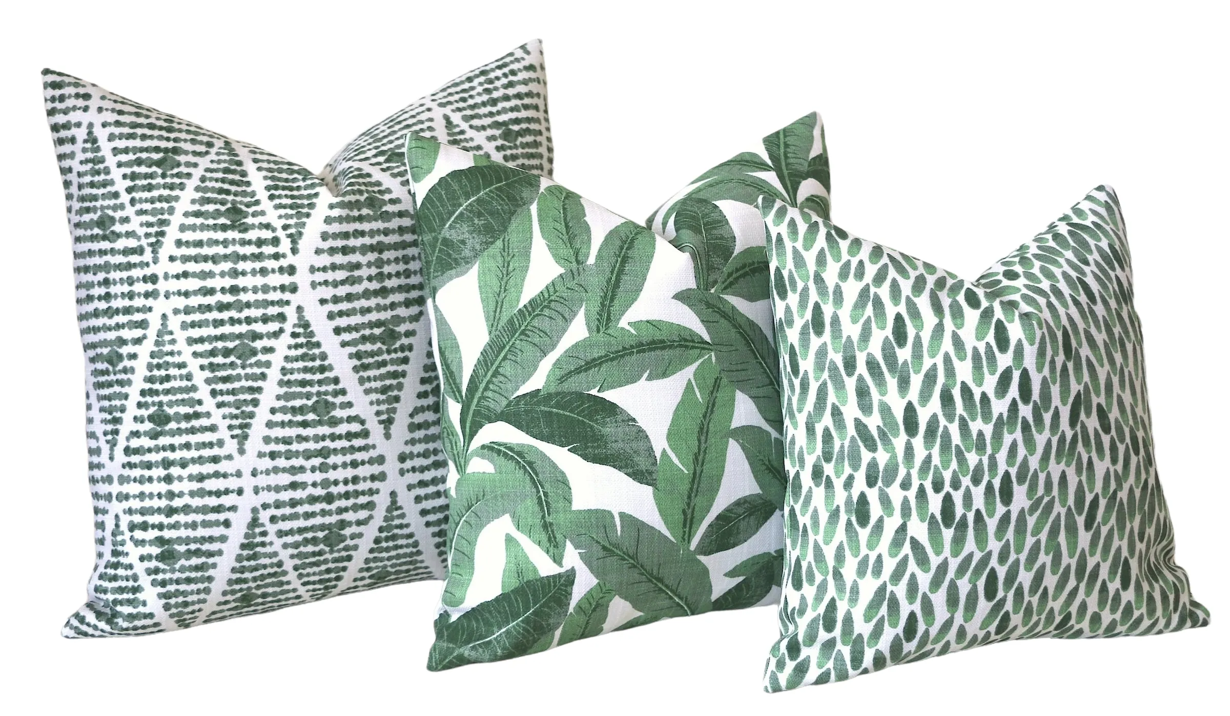 Santa Cruz Collection: Blue and Green Outdoor Pillow Covers / Outdoor Floral Pillow cover / Green Patio Pillow / Banana Leaf Pillow Cover