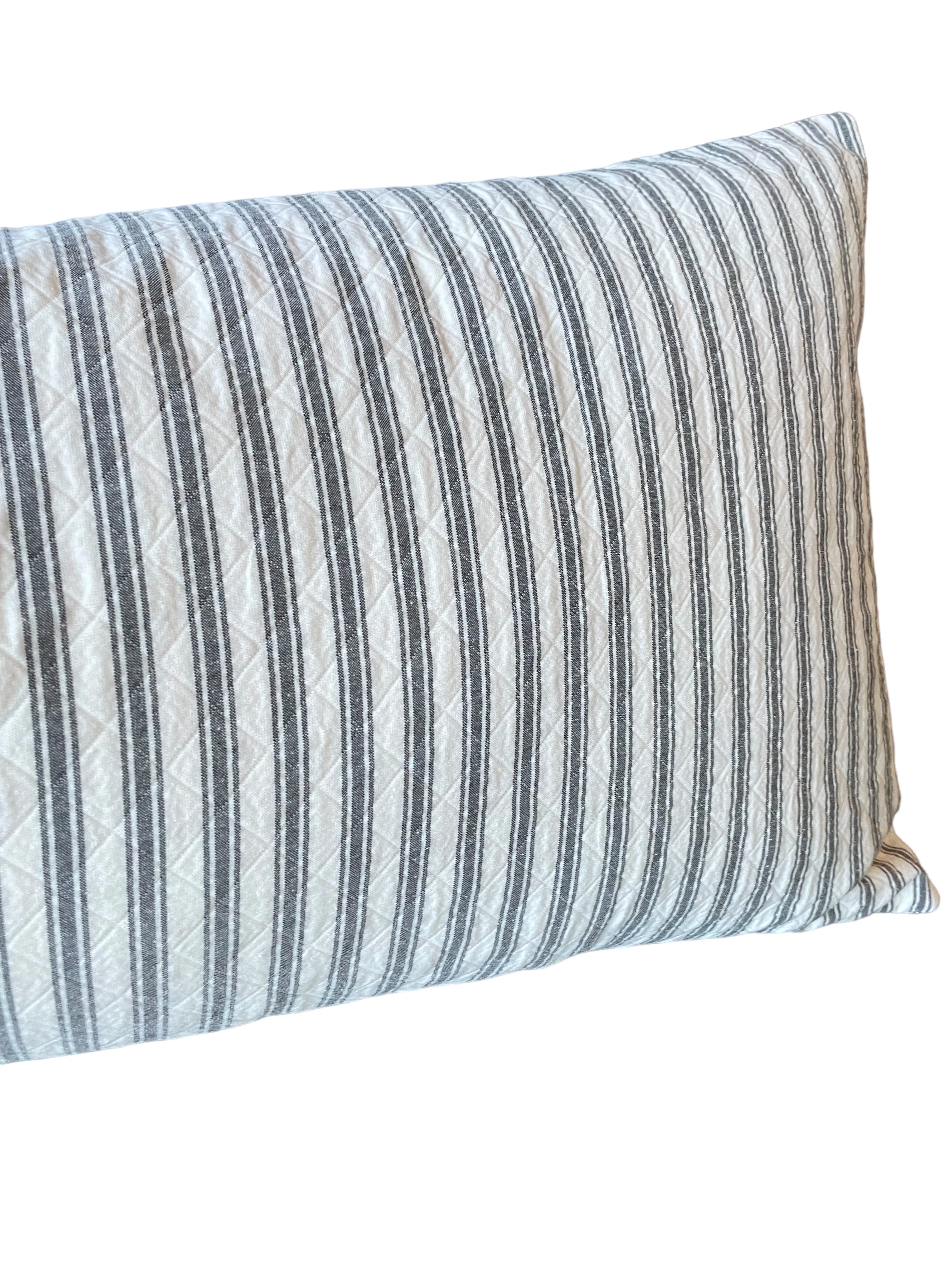 Sarah: Quilted Charcoal Ticking Pillow Cover