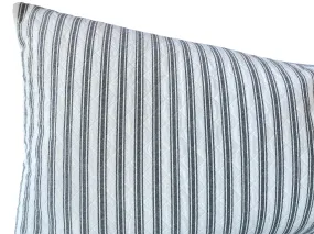 Sarah: Quilted Charcoal Ticking Pillow Cover