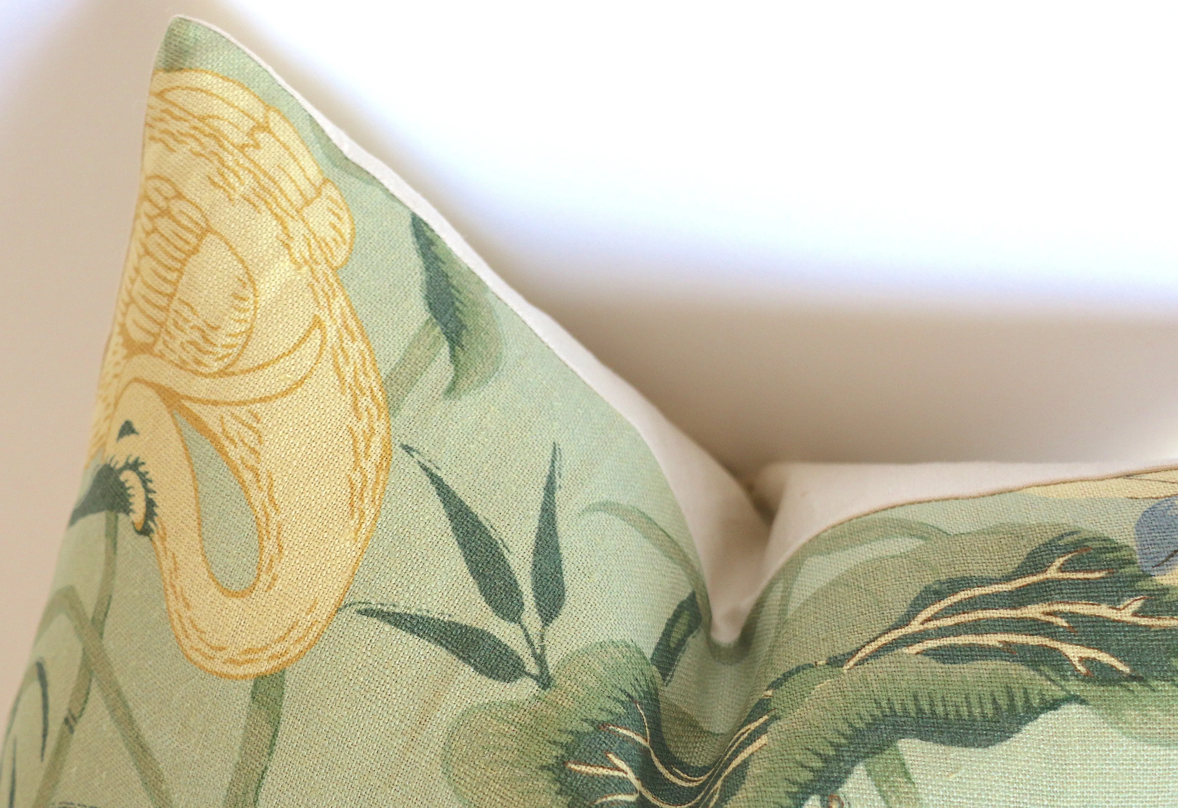 Schumacher Lotus Garden Pillow Cover / Olive, Brown, Beige & Blue