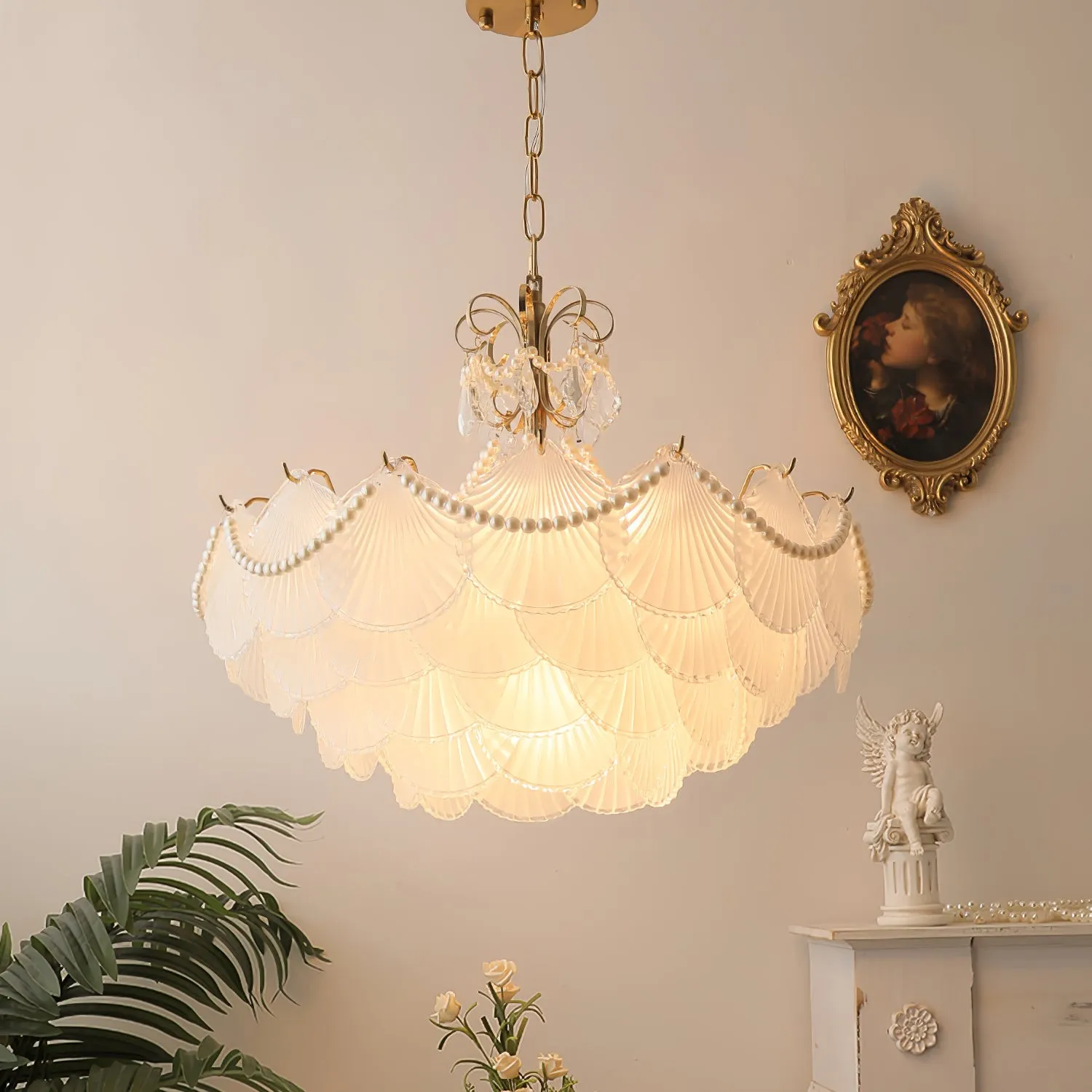 Shell Shade Crystal Chandelier