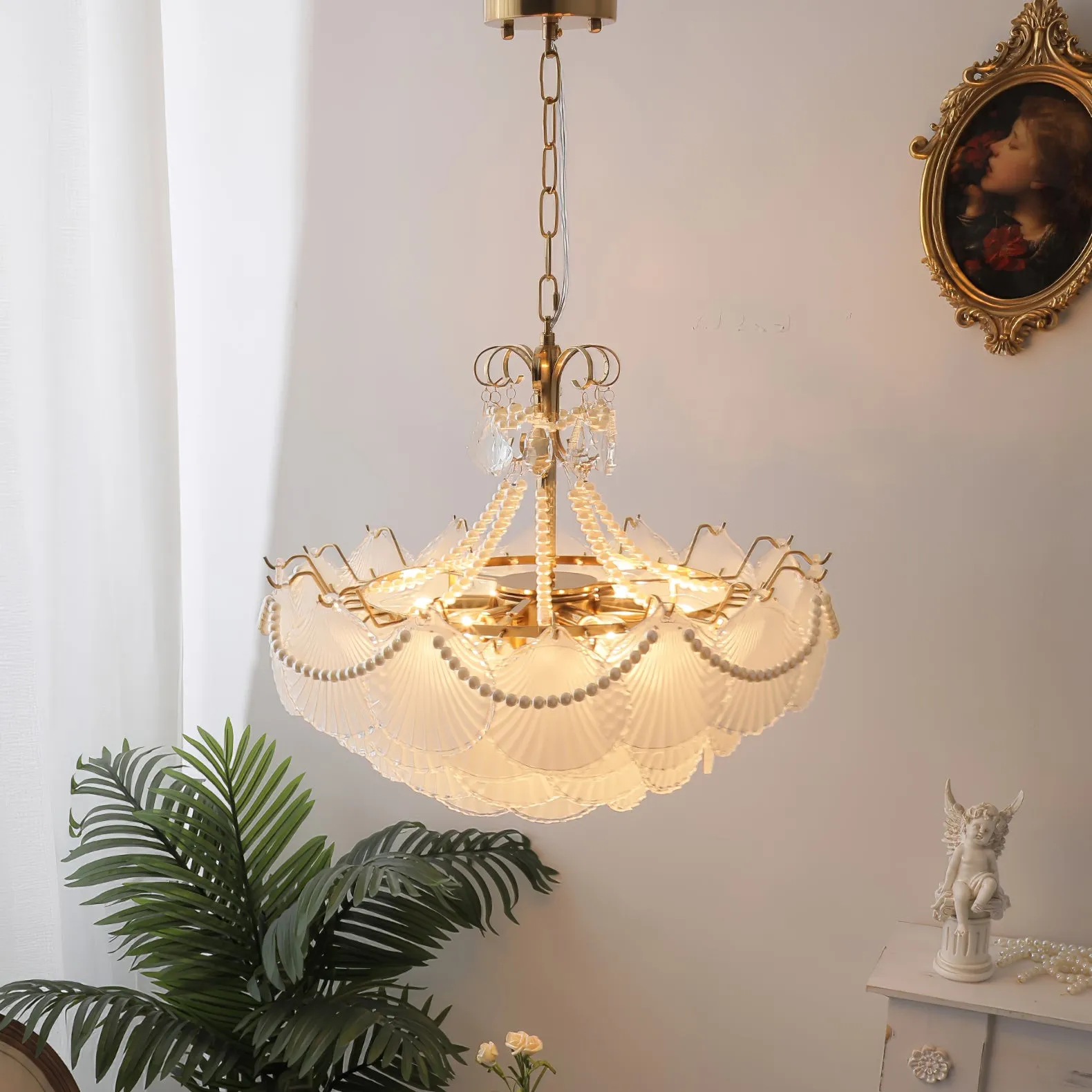 Shell Shade Crystal Chandelier