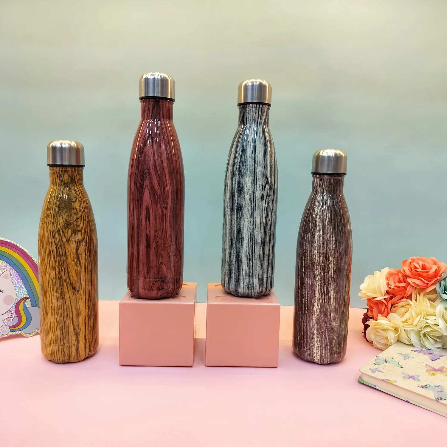 Shiny Woody Print Steel Water Bottle(500mL)