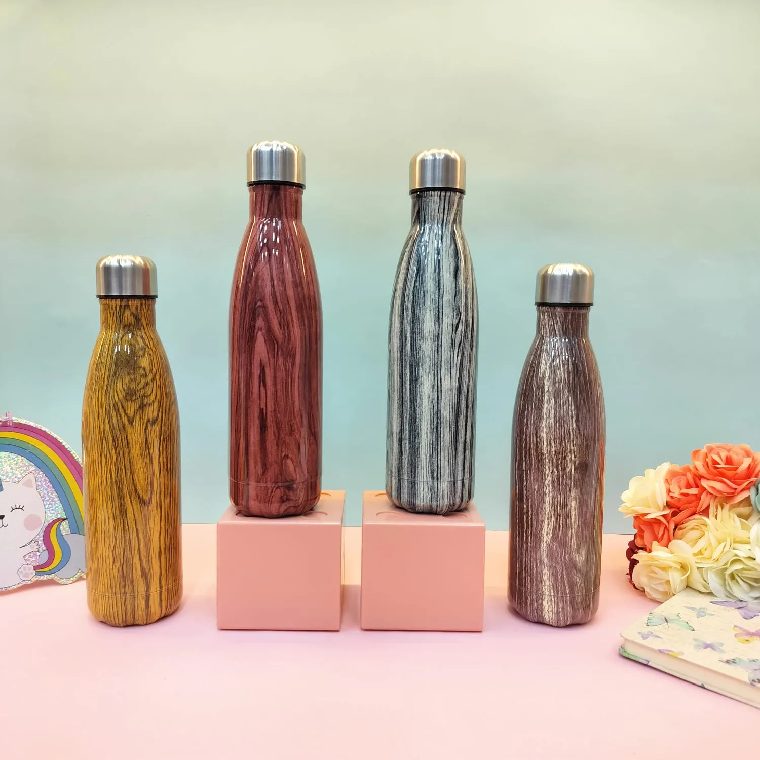 Shiny Woody Print Steel Water Bottle(500mL)