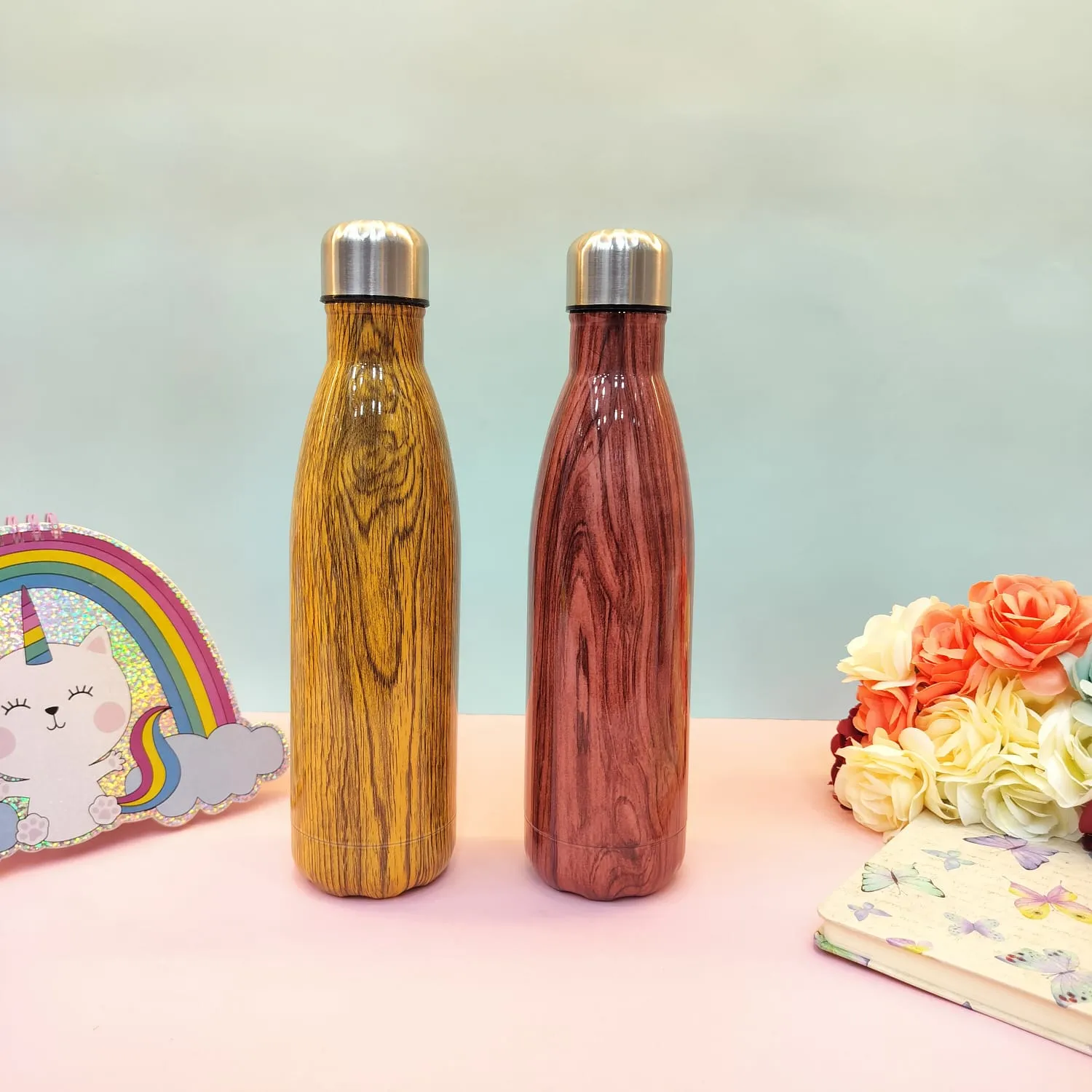 Shiny Woody Print Steel Water Bottle(500mL)