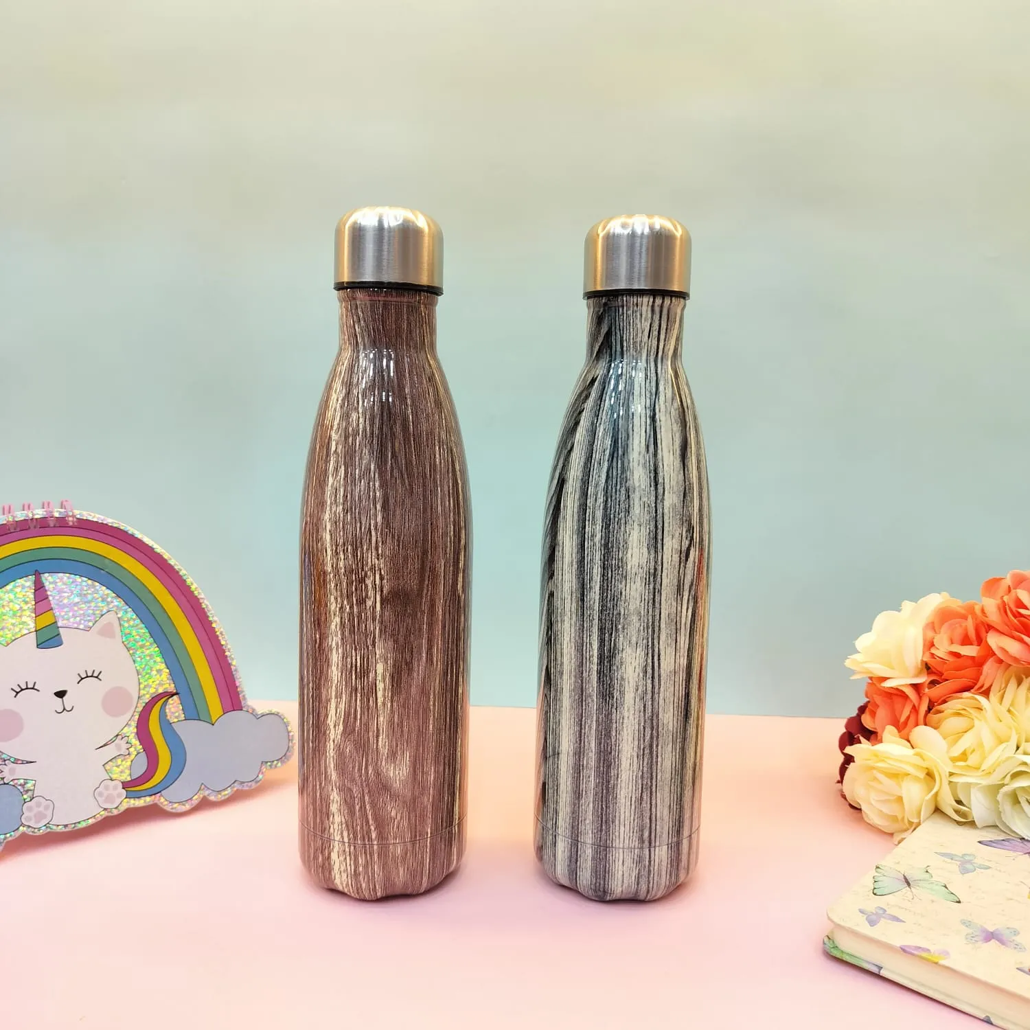 Shiny Woody Print Steel Water Bottle(500mL)