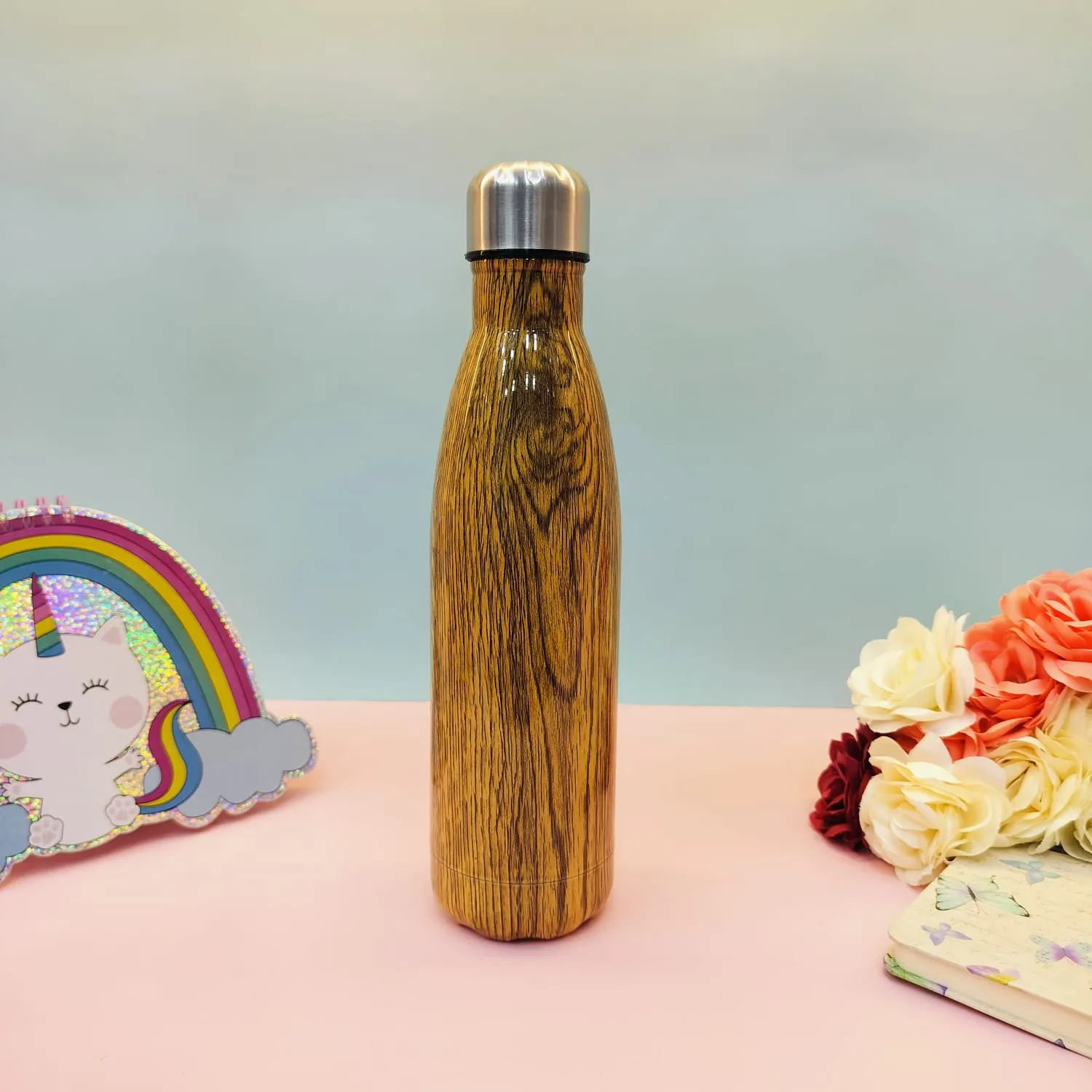 Shiny Woody Print Steel Water Bottle(500mL)