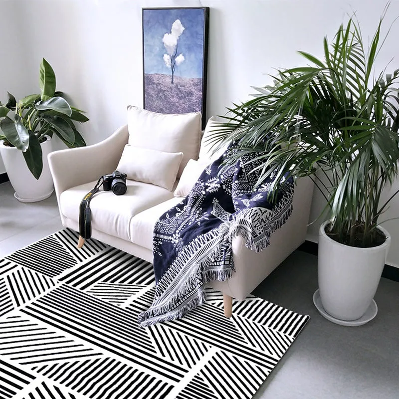 Short Plush Monochrome Living Room Area Rug