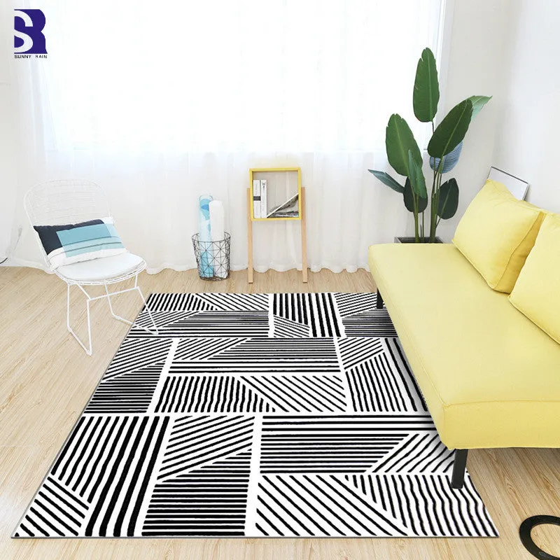 Short Plush Monochrome Living Room Area Rug