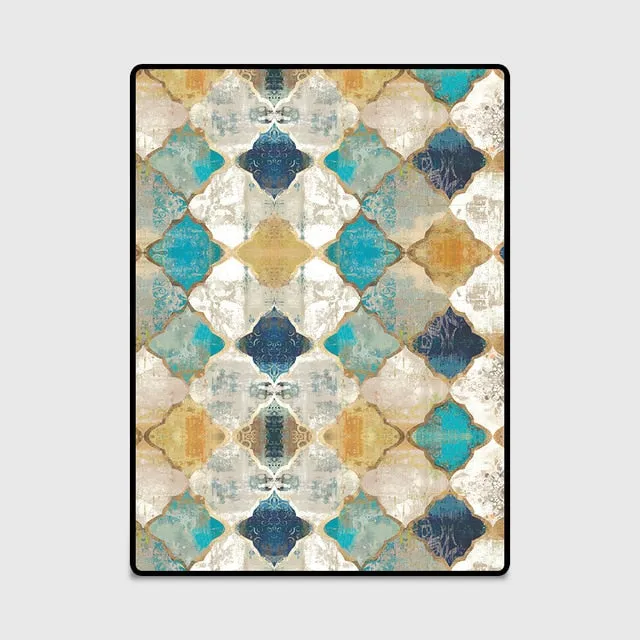 Short Plush Printed Geometric  Living Room Area Rug