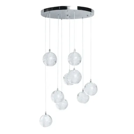 Sparkling Spheres Chandelier - 9 LED Lighting - Crystal and Chrome Metal