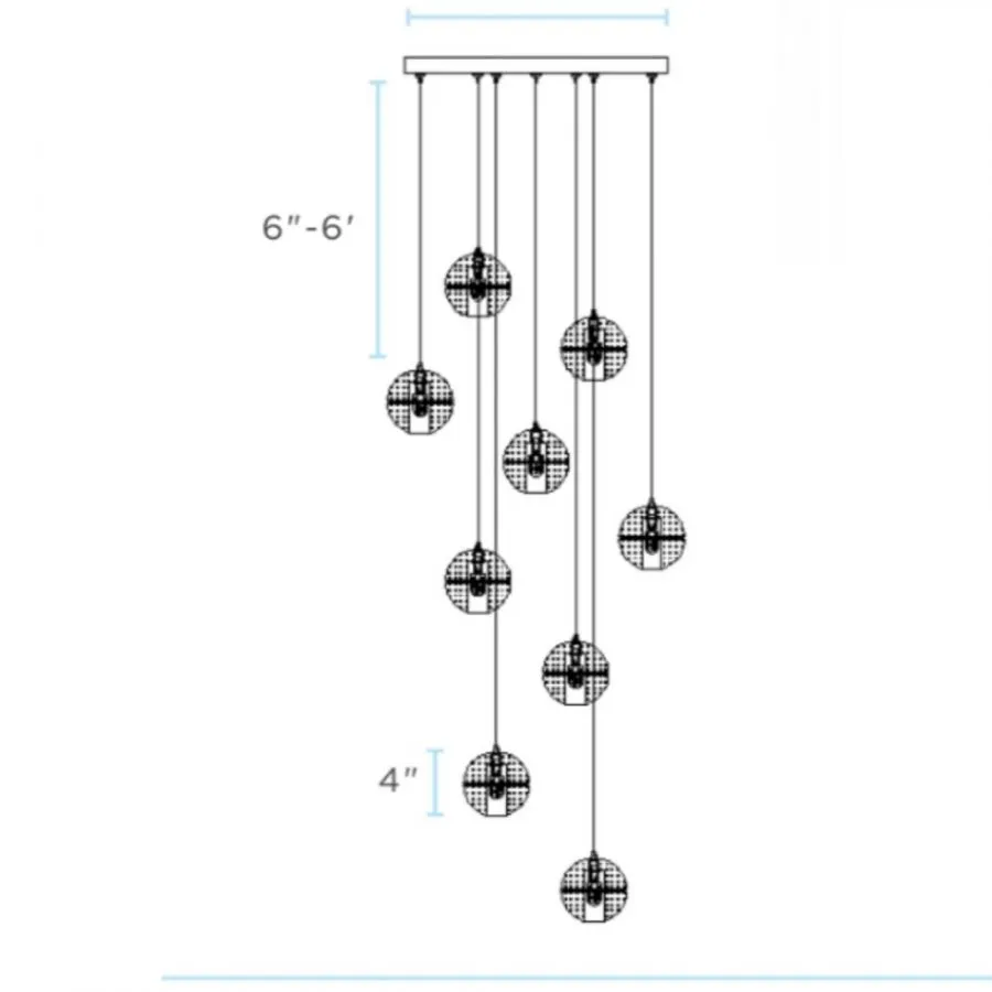 Sparkling Spheres Chandelier - 9 LED Lighting - Crystal and Chrome Metal