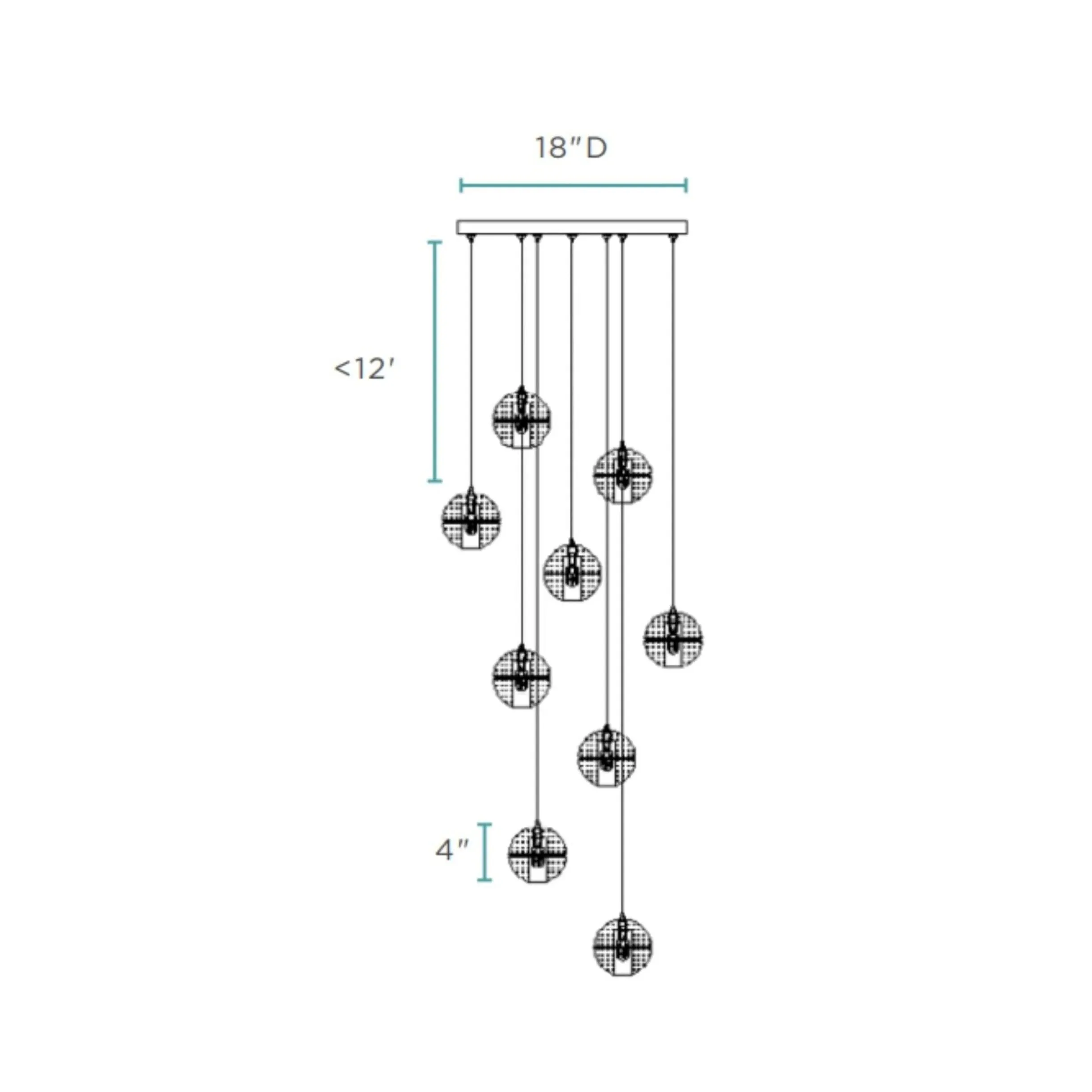 Sparkling Spheres Chandelier - 9 LED Lighting - Crystal and Chrome Metal