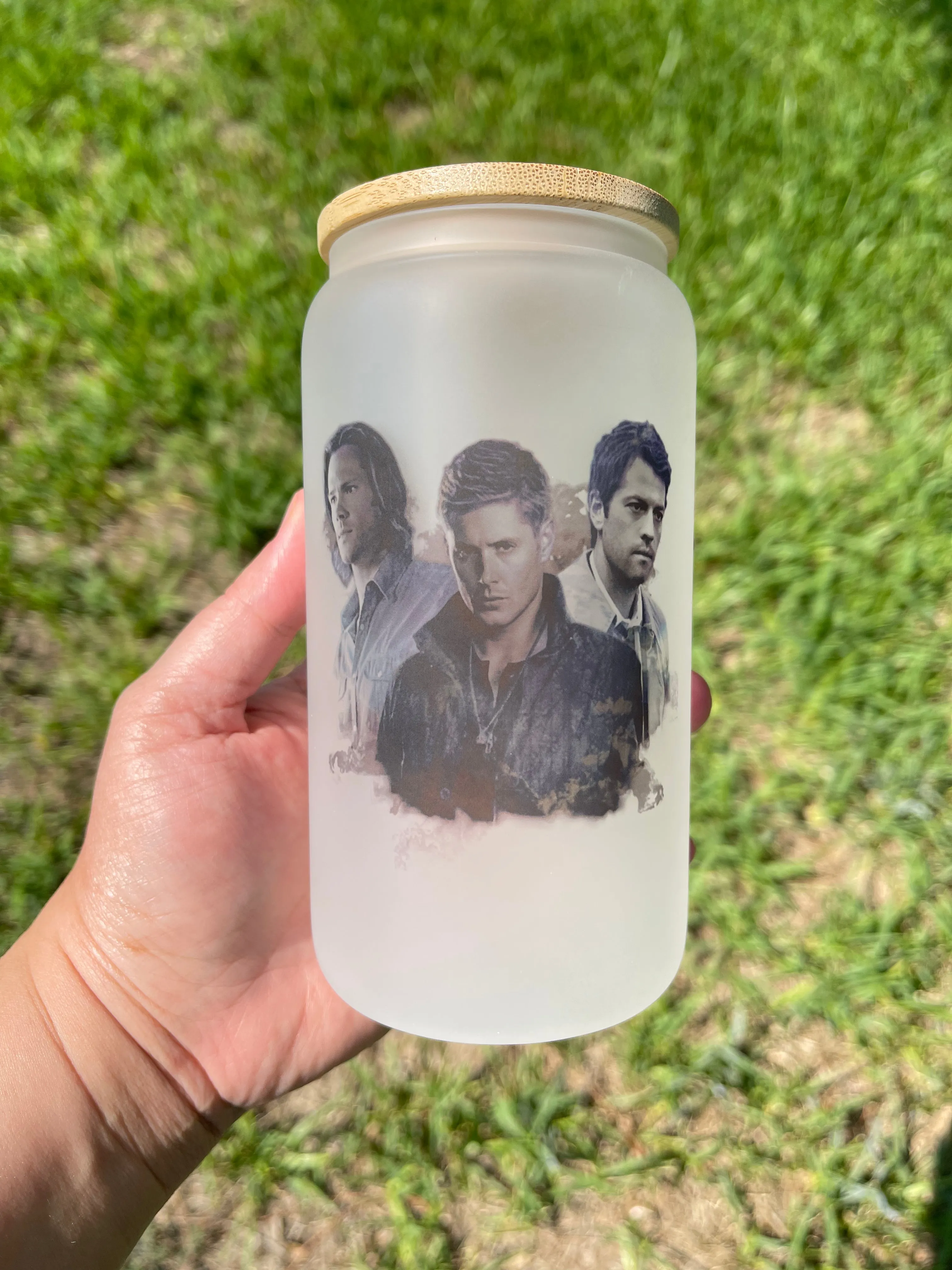 SPN Frosted 16oz Glass Cup