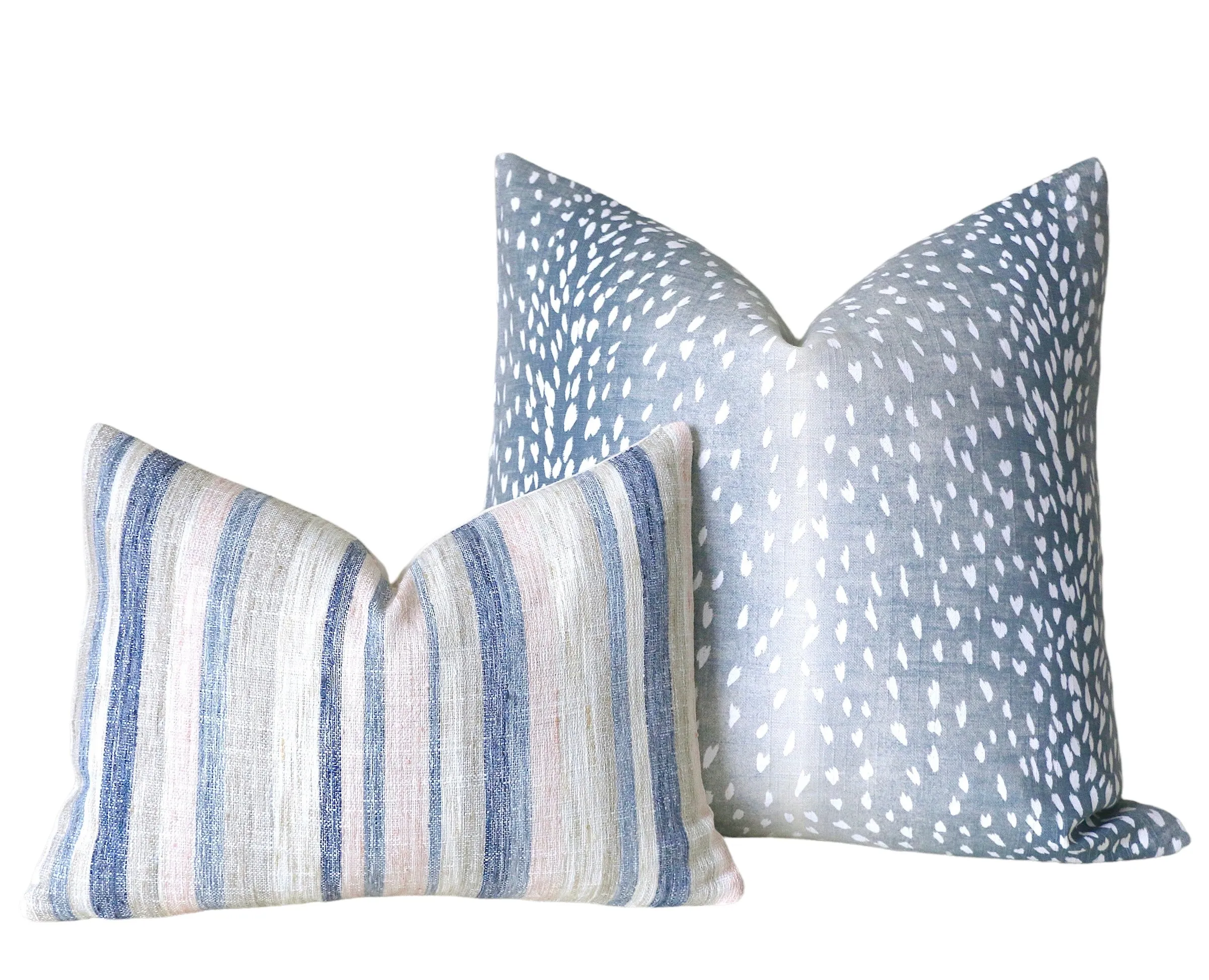 Sunset Beach Collection: Blue and White Fawn Throw Pillows / Blue Animal Print Pillow Cover