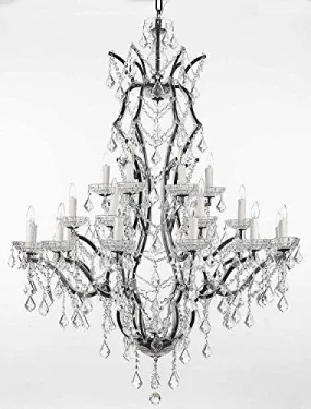 Swarovski Crystal Trimmed Chandelier 19Th C. Baroque Iron & Crystal Chandelier Lighting H 52" X W 41" - A83-996/25 Sw