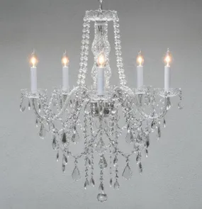 Swarovski Crystal Trimmed Chandelier Authentic All Crystal Chandelier Lighting H30" X W24" - G46-3/384/5 Sw