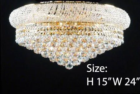 Swarovski Crystal Trimmed Chandelier Flush Empire Crystal Chandelier 15X24 - F93-Flush/Cg/542/15Sw