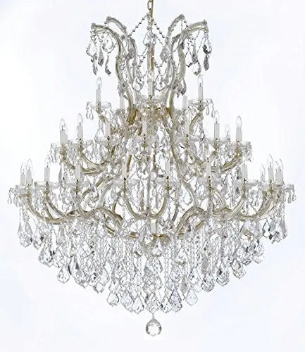 Swarovski Crystal Trimmed Chandelier Large Foyer / Entryway Maria Theresa Crystal Chandelier Lighting H 60" W 52" - Gb104-B12/2756/36 1Sw