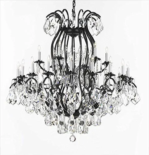 Swarovski Crystal Trimmed Chandelier Wrought Iron Crystal Chandelier Lighting H46" W46" Perfect For An Entryway Or Foyer - A83-3034/18 6Sw