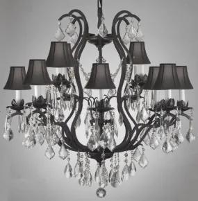 Swarovski Crystal Trimmed Chandelier Wrought Iron Crystal Chandelier Lighting With Shades - A83-Blackshades/3034/8 4 Sw