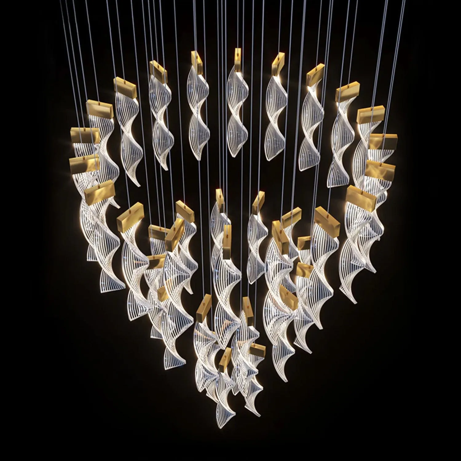 Swirl Helix duplex chandelier