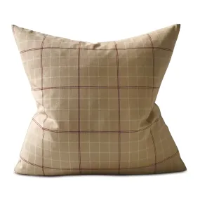 Tan Windowpane Check Throw Pillow Cover 24x24