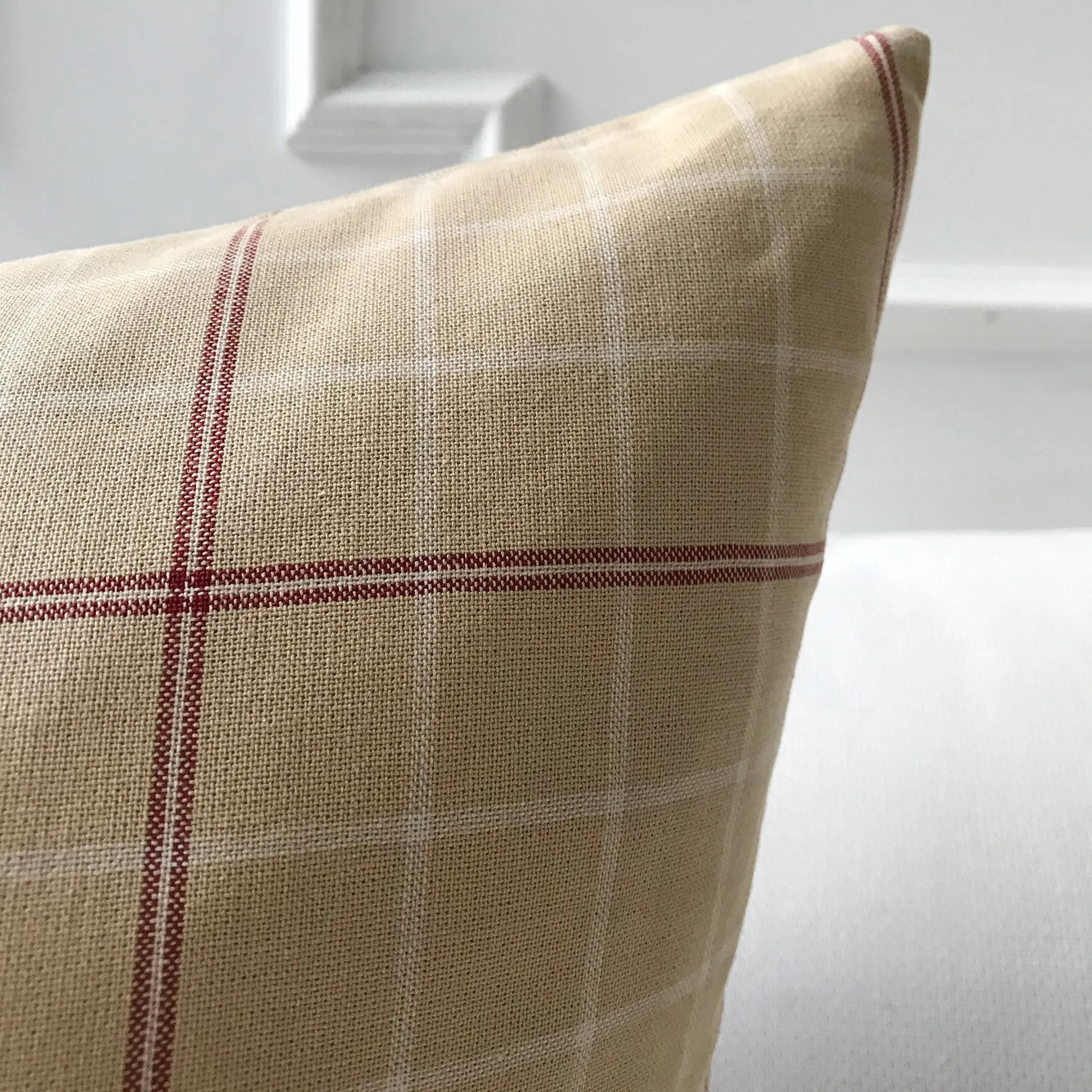 Tan Windowpane Check Throw Pillow Cover 24x24