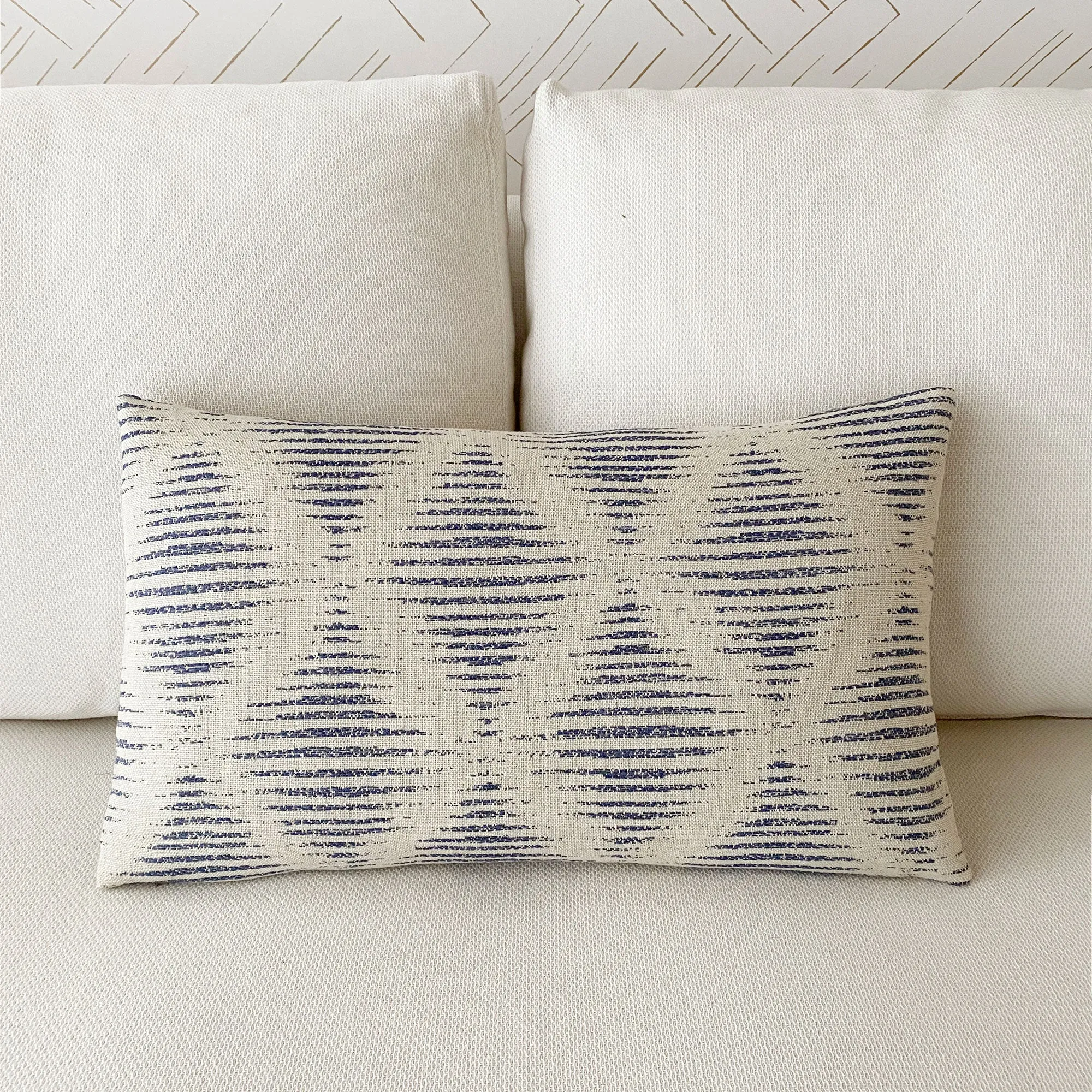 Teena Denim Geometric Lumbar Pillow Cover 13x22