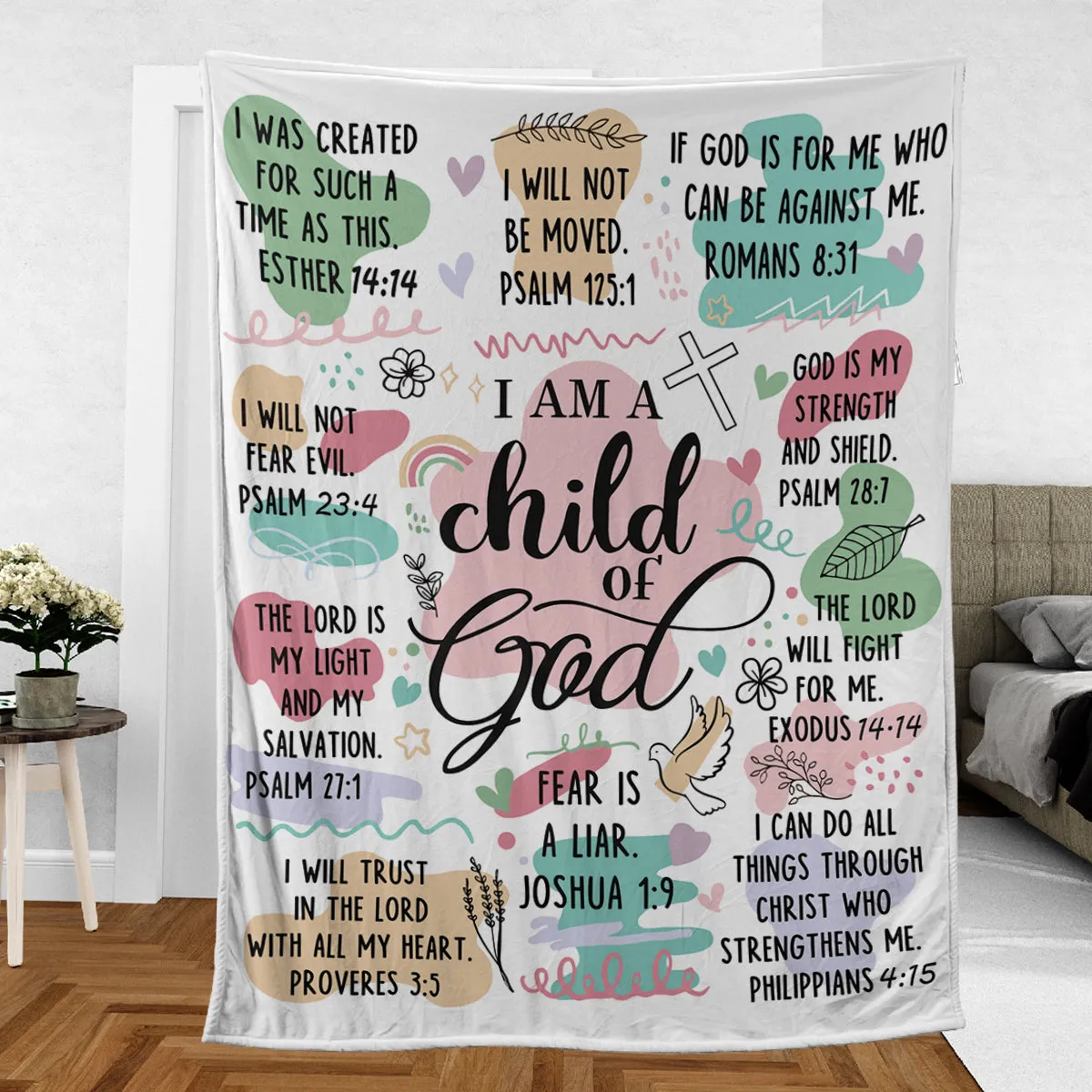 Teesdily | Jesus Christian Blanket, I Am A Child Of God Lightweight And Premium Fleece Blanket, Blanket For Family Adults Kids