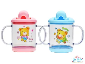 THE LITTLE LOOKERS Premium Quality Bpa Free Unbreakable Sippy Cup (Sipper Mugs for Kids/Children/Babies/Infants) Spout Infant PP/Glass Look Water/Juice Training Sipper Cup with Handles-200ml (Pack of 2)